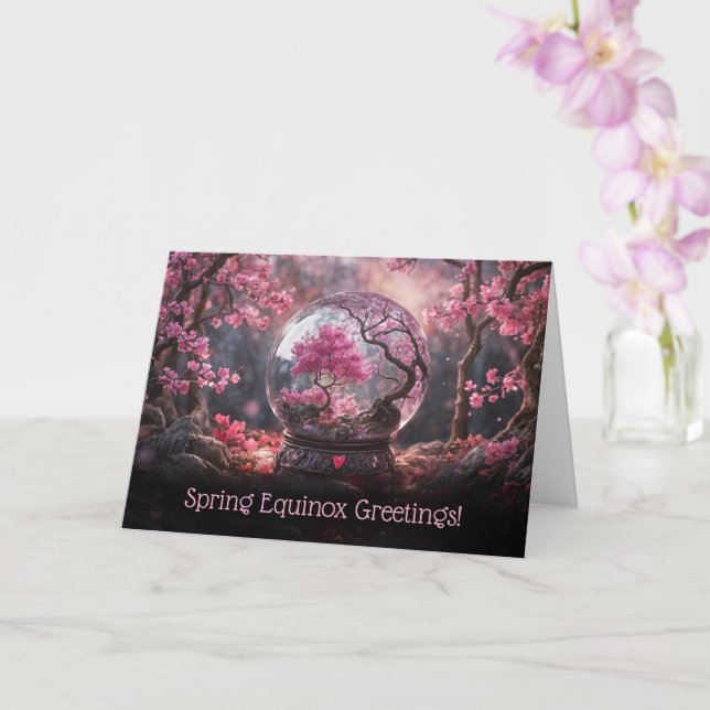 Spring Equinox Greetings with Pretty Pink Blossoms Karte (Orchidee)