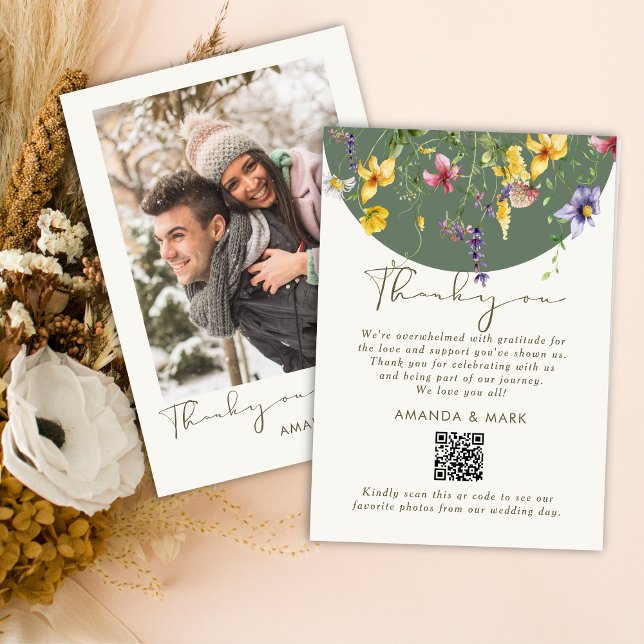 Spring Fall Boho Wildblume Bloom Whimsical Dankeskarte (Von Creator hochgeladen)