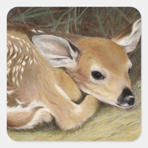 Spring Fawn Quadratischer Aufkleber
