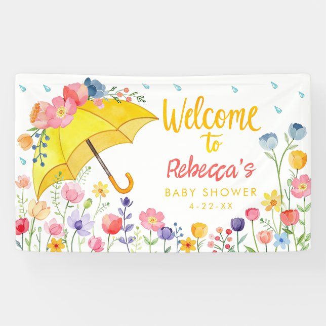 Spring Floral Baby Shooting Welcome Banner - April (Horizontal)