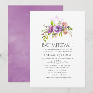 Spring Floral Bat Mitzvah Einladung