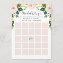 Spring Floral Blush Brautparty Bingo Game Card