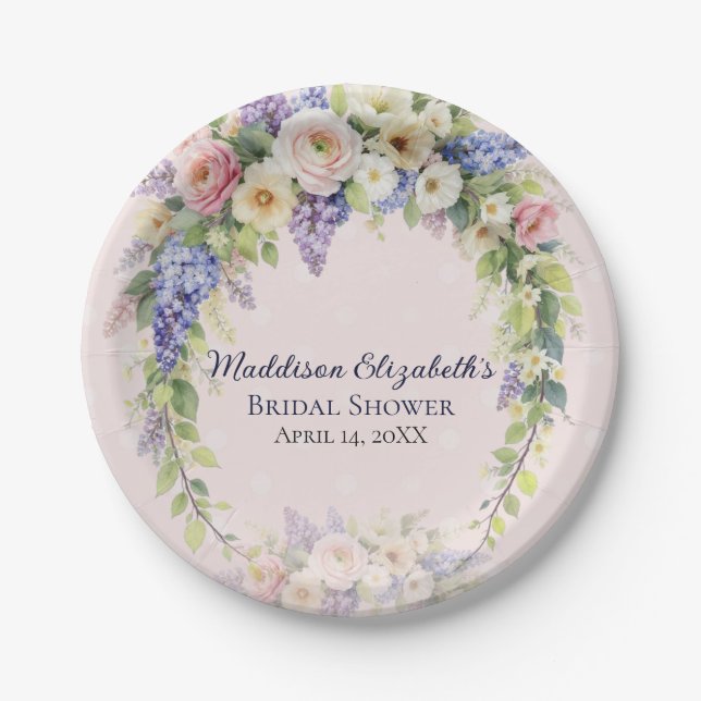 Spring Floral Bridal Shower  Pappteller (Vorderseite)