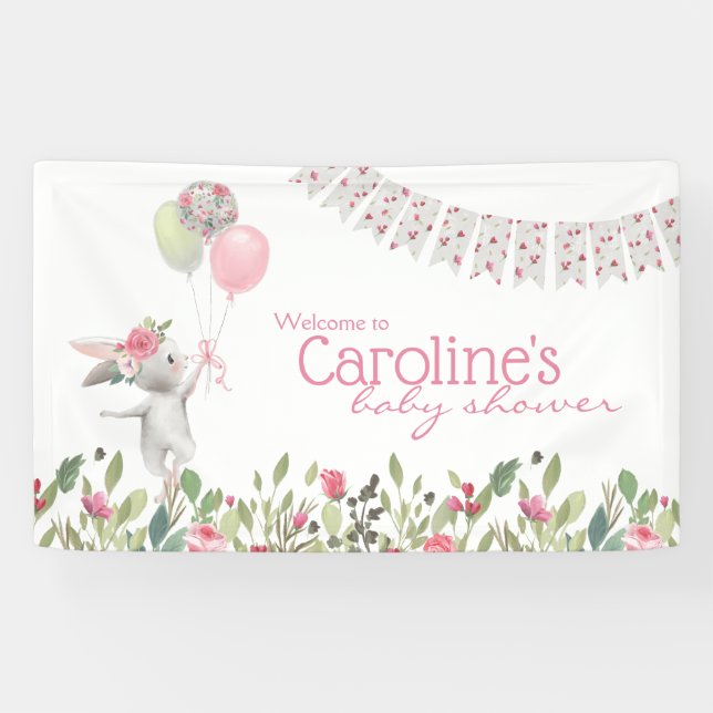 Spring Floral Bunny Baby Shooting Banner (Horizontal)