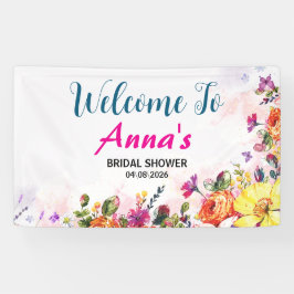 Spring Floral Butterfly Garden Bridal Showers Banner
