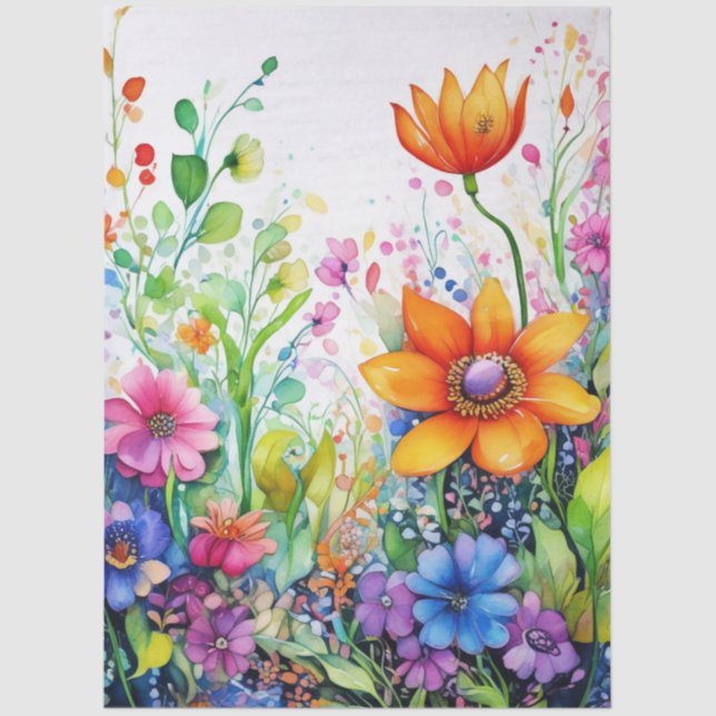 Spring Floral Colourful Tissue Paper Seidenpapier (Vorderseite)
