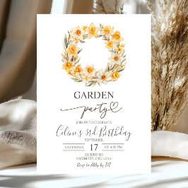 Spring Floral Daffodil Wreath Birthday Party Einladung