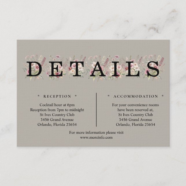 Spring Floral Details Enclosure Card Begleitkarte (Vorderseite)