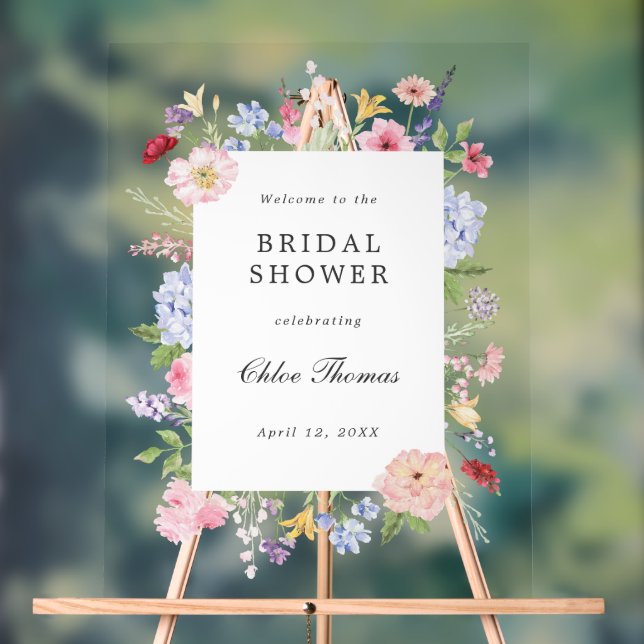 Spring Floral Frame Bridal Shower Acrylschild (Neutral)