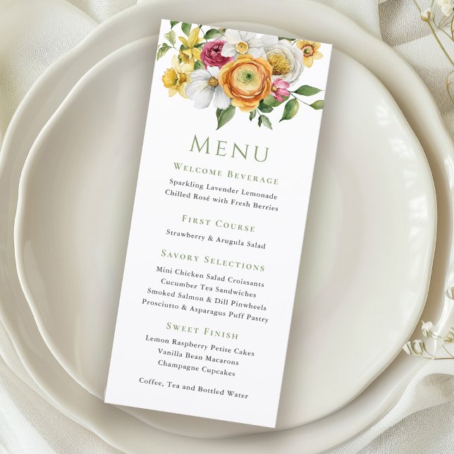 Spring Floral Garden Party Menu Menükarte (Von Creator hochgeladen)