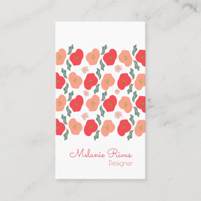 Spring Floral Pattern Designer Visitenkarte (Vorderseite)