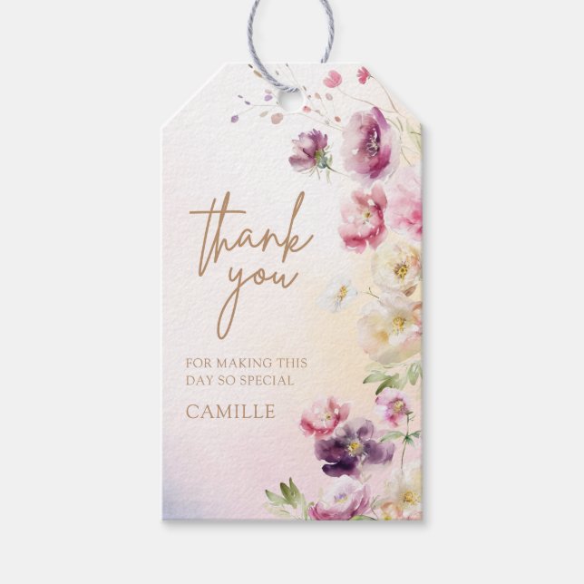 Spring Floral Vielen Dank Geschenkanhänger (Vorderseite)