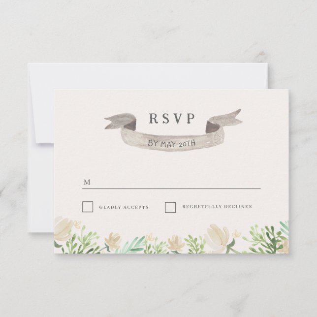 Spring Floral Wappen Wedding RSVP Karte (Vorderseite)