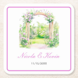 Spring Floral Wedding Arch Rechteckiger Pappuntersetzer
