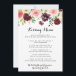 Spring Floral Wedding Kissing Menu Game Card<br><div class="desc">Diese im Frühjahr blumengeschmückte Spielkarte ist ideal für einen einfachen Hochzeitsempfang. Die handbemalte Einrichtung besteht aus grünen Blätter,  blendend rosa,  rot,  lila,  rot,  weiß und bordeauxfarbenen Rose,  die in kleinen niedlichen Bouquets gepflegt sind.</div>