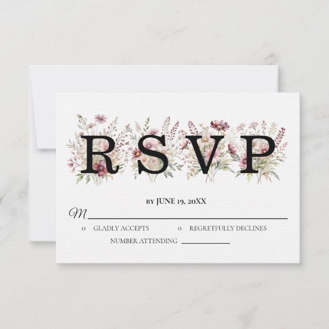 Spring Floral Wedding RSVP card Karte (Vorderseite)