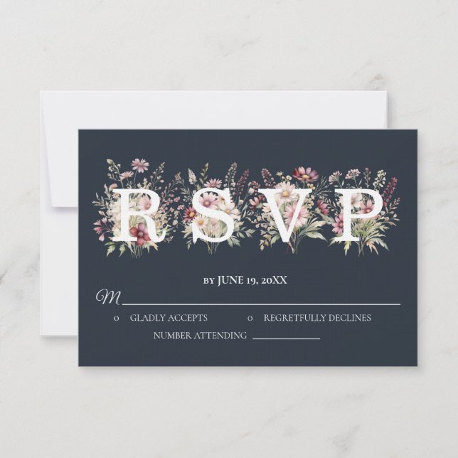 Spring Floral Wedding RSVP card Karte (Vorderseite)