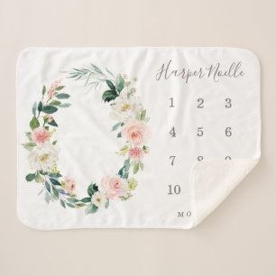 Spring Florals Baby Meilenstein Sherpadecke