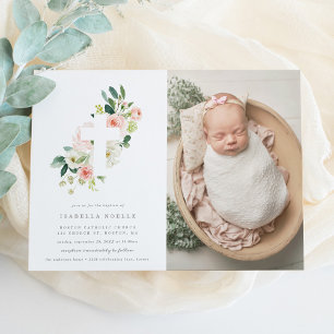 Spring Florals Baptism Photo Invitation Einladung