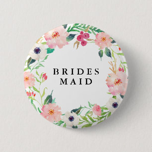Spring Florals Bridesmaid Wedding Button