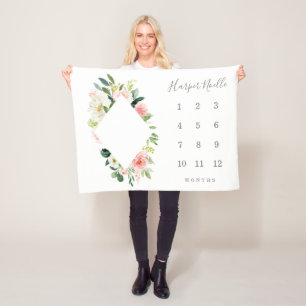 Spring Florals Diamond Baby Milestone Blanken Fleecedecke