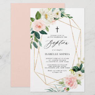 Spring Florals Gold Frame Taufen Einladung