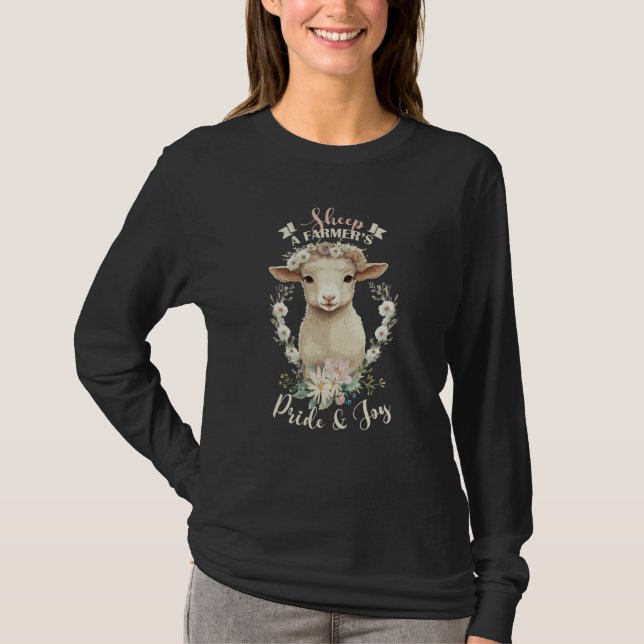 Spring Flower Crown Sheep Inspiring Quote Farm Ani T-Shirt (Vorderseite)