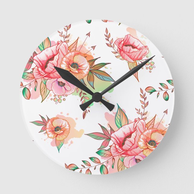 spring Flower Runde Wanduhr (Vorderseite)