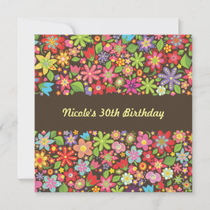 Spring Flowers 30th Birthday Party Invitation