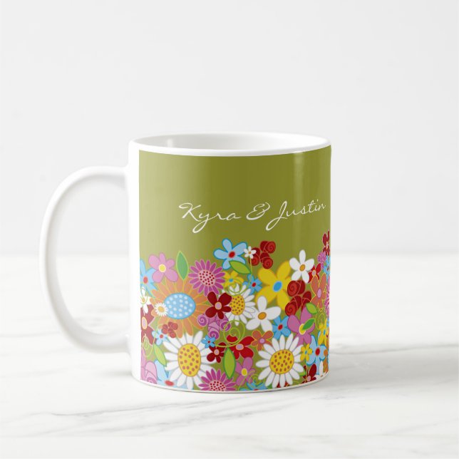 Spring Flowers Announcement / Gift / Favors Mug Kaffeetasse (Links)