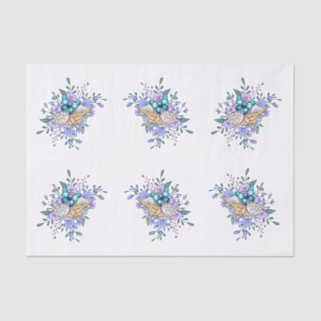 Spring Flowers, Butterflies & Sea Shells Decoupage Seidenpapier (Vorderseite)