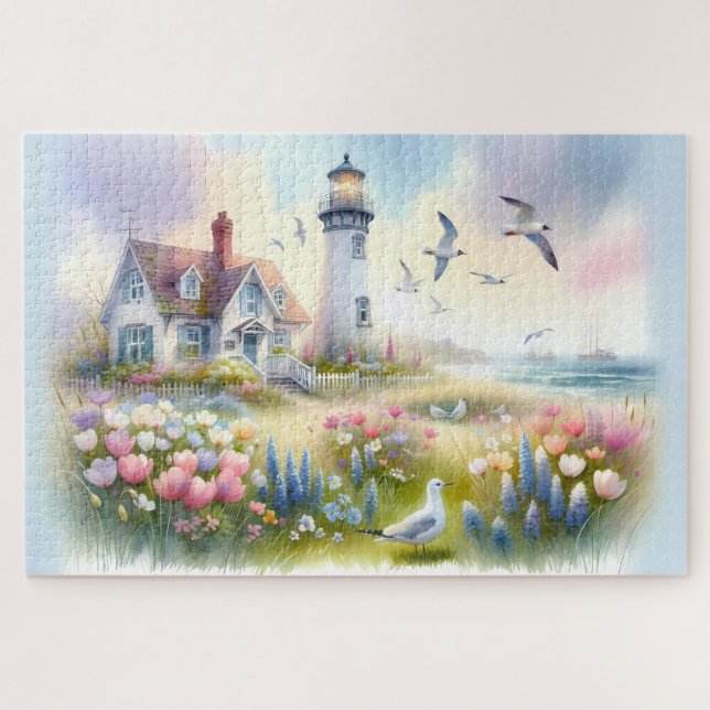 Spring Flowers by Lighthouse Coastal Cottage (Horizontal)