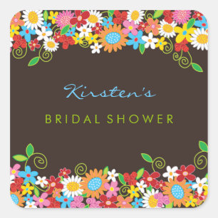 Spring Flowers Garden Brautparty Wedding Party Quadratischer Aufkleber