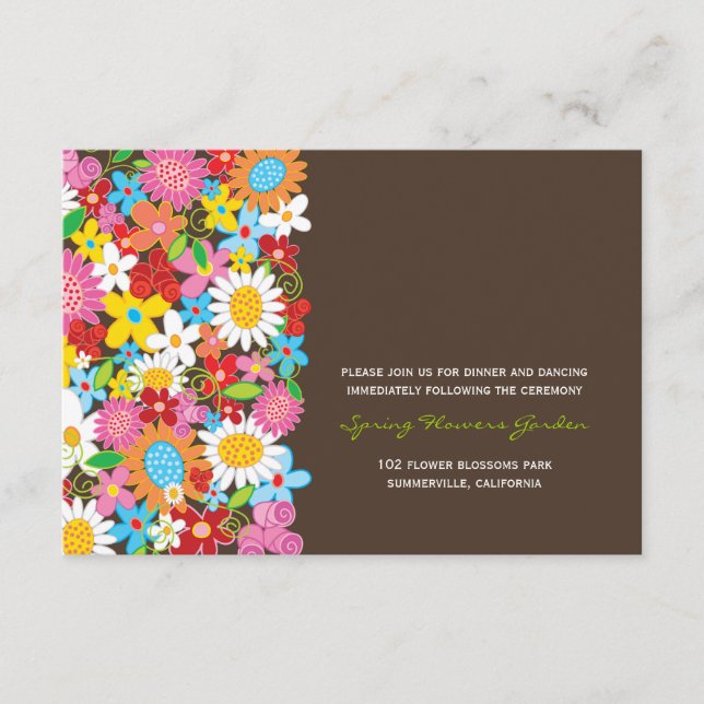 Spring Flowers Garden Chic Hochzeitsempfangskarte Begleitkarte (Vorderseite)
