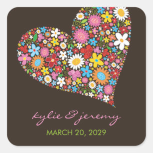 Spring Flowers Garden Liebe Heart Wedding Sticker