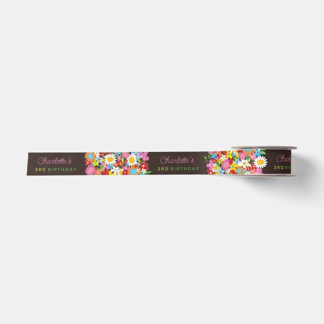 Spring Flowers Garden Vielen Dank Gastgeschenk Hoc Satinband (Vorderseite)