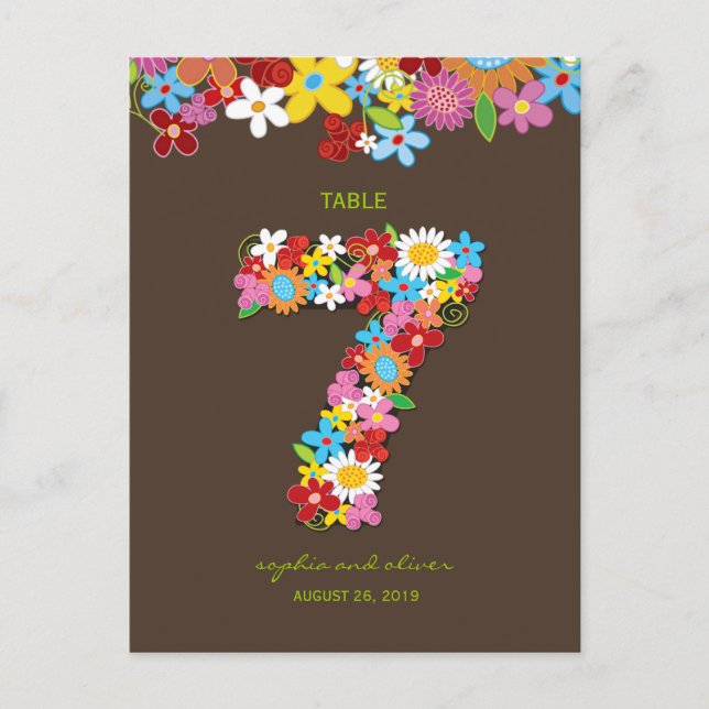 Spring Flowers Garden Wedding Party Tischnummer (Vorderseite)