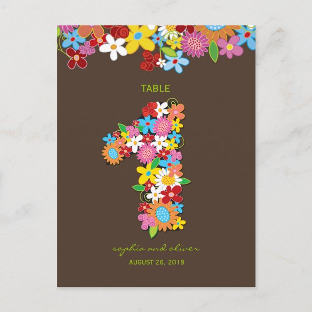 Spring Flowers Garden Wedding Party Tischnummer (Vorderseite)