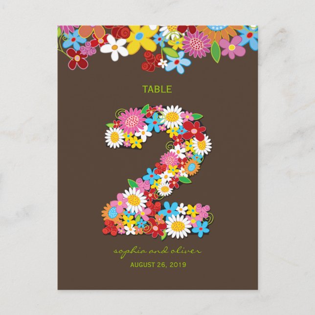 Spring Flowers Garden Wedding Party Tischnummer (Vorderseite)