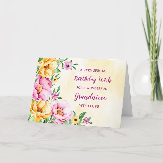 Spring Flowers Grandniece Geburtstagskarte Karte (Vorderseite)