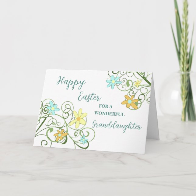Spring Flowers Grandtochter Happy Oaster Feiertagskarte (Vorderseite)