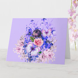 Spring Flowers in Bloom with Butterflies Karte