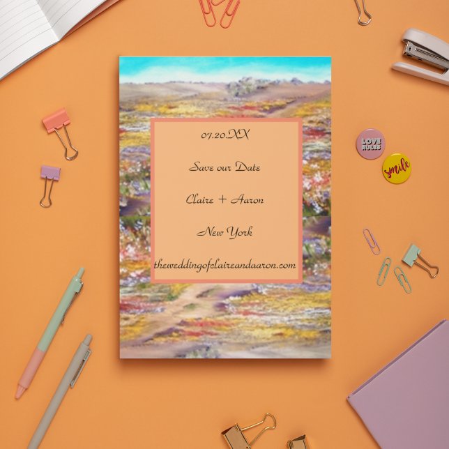 Spring flowers landscape Flat Save The Date Card (Créateur téléchargé)