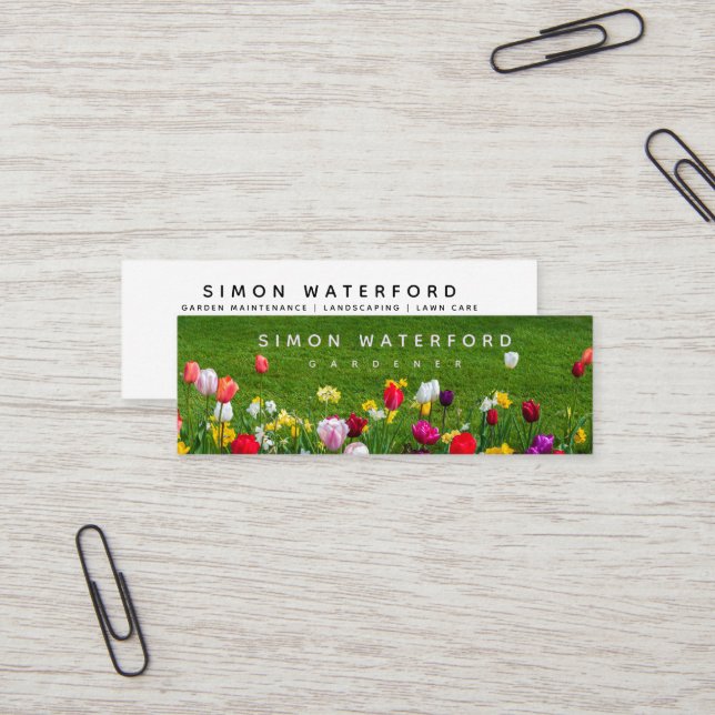Spring Flowers Mini Business Card Mini Visitenkarte (Vorderseite/Rückseite Beispiel)