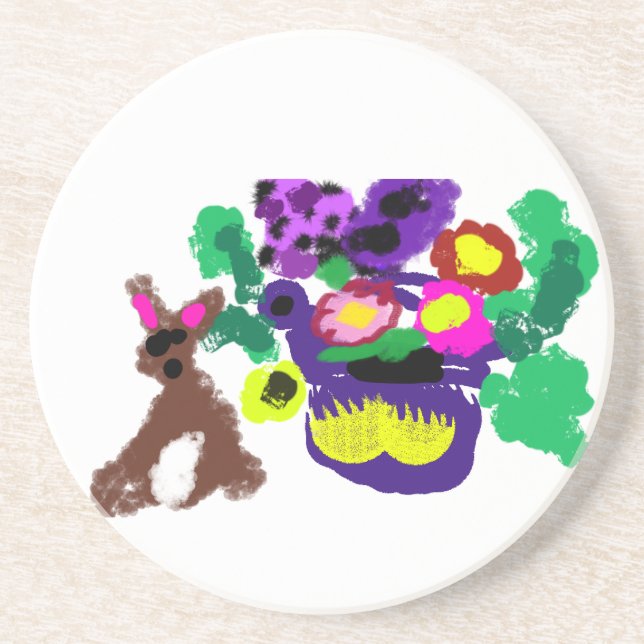 Spring flowers Rabbit joy Getränkeuntersetzer (Vorne)