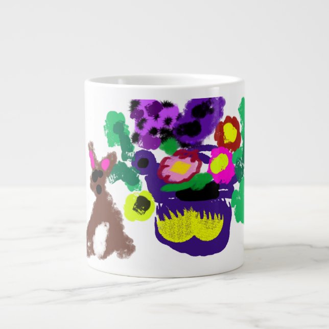 Spring flowers Rabbit joy Jumbo-Tasse (Vorderseite)