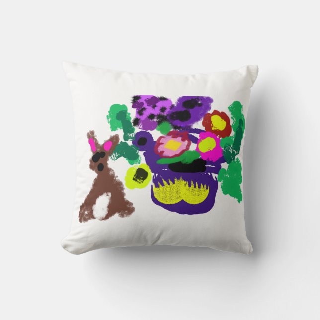 Spring flowers Rabbit joy Kissen (Vorderseite)