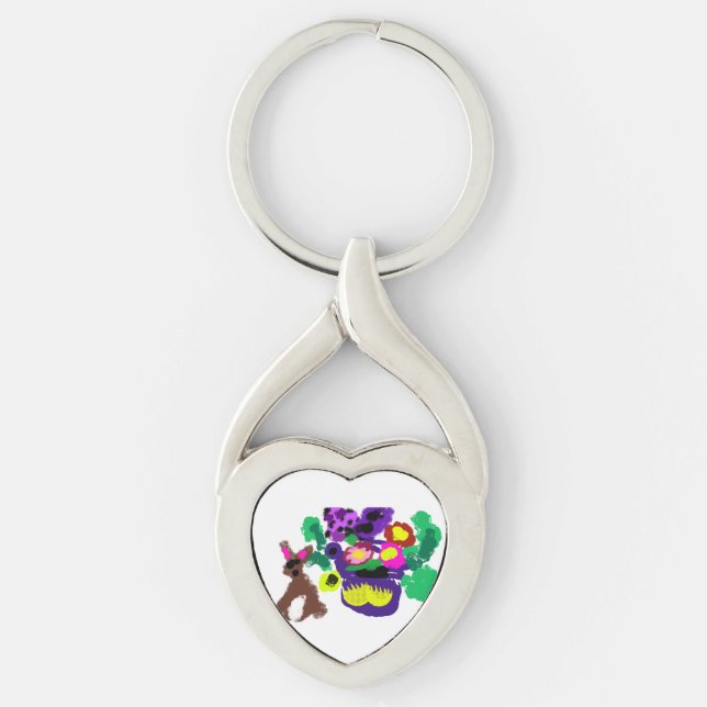 Spring flowers Rabbit joy Schlüsselanhänger (Vorderseite)