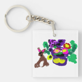 Spring flowers Rabbit joy Schlüsselanhänger