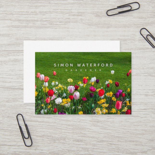 Spring Flowers UK & Euro Business Card Visitenkarte (Vorderseite/Rückseite Beispiel)